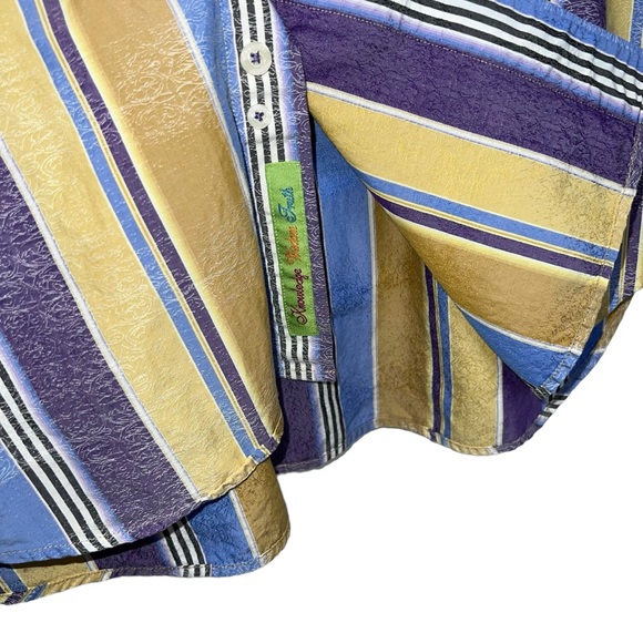 Robert Graham Vertical Striped Shirt Jewel Tone Flip Cuffs Extra Large - Picture 10 of 16